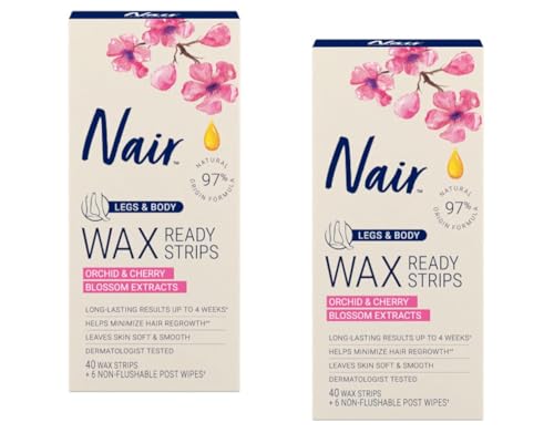 Nair Hair Remover Wax Ready-Strips 40 Count Legs & Body Pack of 2