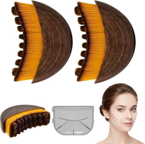 NOVWEE 2pcs Lymphatic Contour Face Brush — Dry Brushing Massager for Jawline & Puffiness
