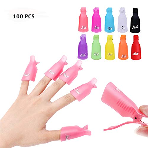 IRCHLYN Nail Polish Remover Clips - 100 Pcs in 10 Colors
