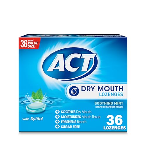 ACT Dry Mouth Lozenges with Xylitol & Mint - 36 Count, Soothing & Moisturizing