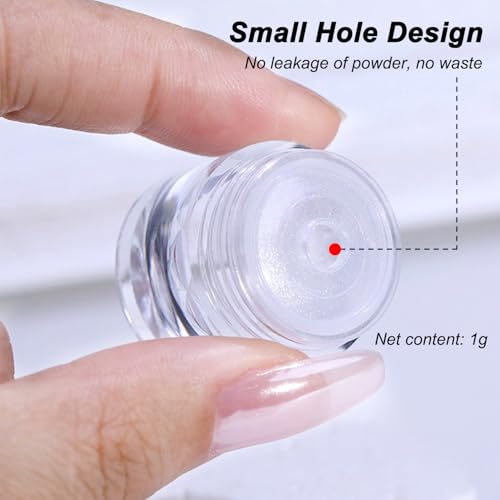 White Clear Pearl Chrome Nail Powder for Gel Nails Mirror Finish 1g