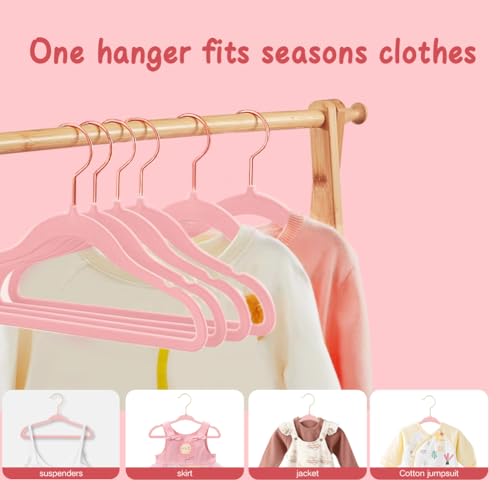 Stormix Baby Velvet Hangers - 16 Pack Non-Slip Space Saving 11'' Pink