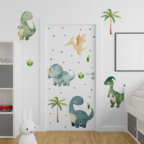 Watercolor Dinosaur Wall Decals for Kids' Rooms - Self-Adhesive Art