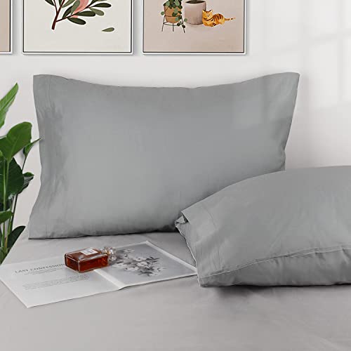 Lirex 2 Pack King Cotton Pillowcases - Breathable Dark Grey, 20"x36"