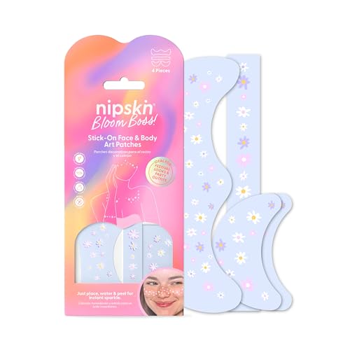 Nipskin Bloom Boss Matte Floral Face & Body Stickers – Waterproof Peel & Stick Tattoos, 4 Pieces