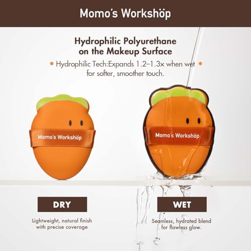 Momo's Workshop Carrot Makeup Sponge Set - 2 Pcs Hydrophilic PU Sponges