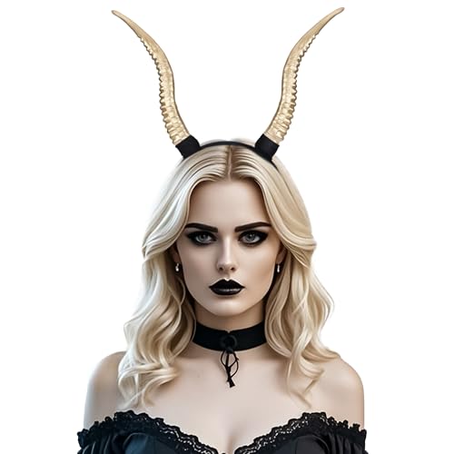 MOSTORY Gold Demon Antelope Horns Headband for Halloween Cosplay