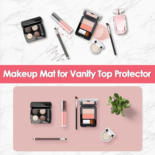 TOHONFOO Dual-Sided Makeup Mat - 19.7x11.8in Pink & Silver