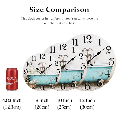 Vintage Waterproof Bathroom Wall Clock - 8 Inch Silent Design