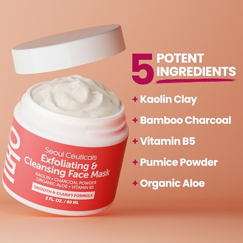 Korean Exfoliating Face Scrub 2oz - Natural Skin Refining & Clarifying Mask