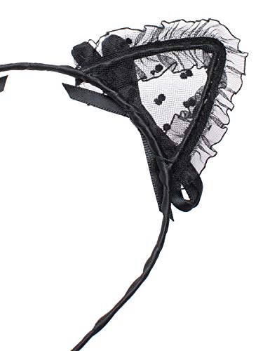 Black Lace Cat Ears Headband for Masquerade & Cosplay