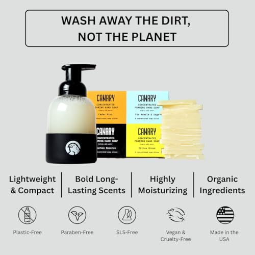 Canary 4-Scent Gift Pack Refillable Foaming Hand Soap Bars - Organic, Moisturizing, Zero Waste