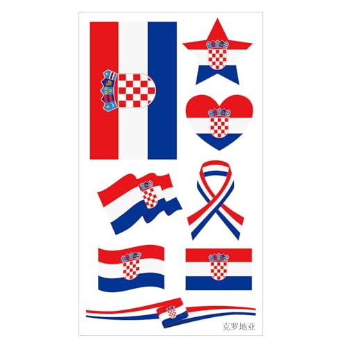 Maigitur Pattern Q44 World Flag Temporary Tattoos 10 Sheets Multicultural Stickers