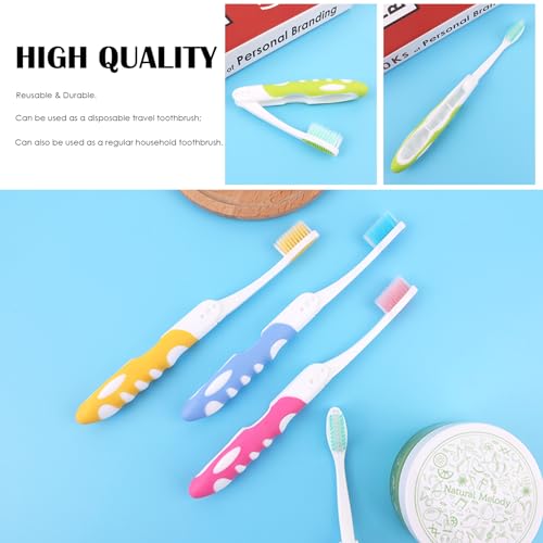 EasyHonor 12-Pack Travel Charcoal Toothbrushes – Foldable, Medium Soft Bristles, 11.4 cm (4.5 in) When Folded