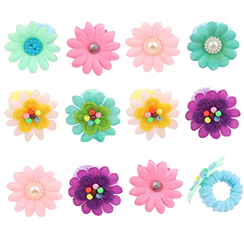 50 Pcs Cute Flower Hair Ties for Girls - Soft Multicolor Scrunchies