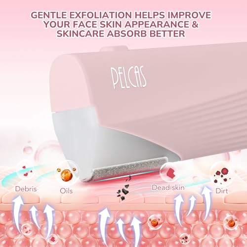 Pelcas Electric Dermaplaning Tool Kit for Face with LED Light - Painless Exfoliation