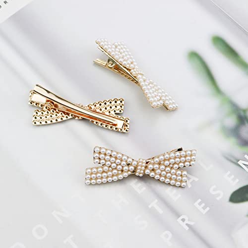 5 Pcs Pearl Bowknot Hair Clips - Elegant Duckbill Hair Accessories