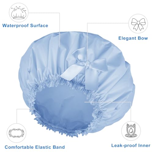 Large Waterproof Shower Cap Set for Women - 4 Reusable Hair Caps