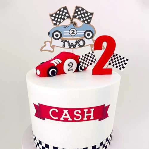 Two Fast Race Car Cake Topper for 2nd Birthday Party