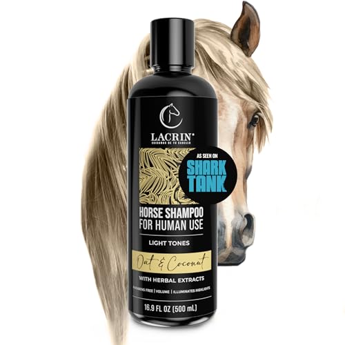 LACRIN Oat & Coconut Horse Shampoo for Human Use, 16.9 Fl Oz – Gentle, Hydrating, Paraben-Free, Sensitive Scalp Formula – Pack of 1