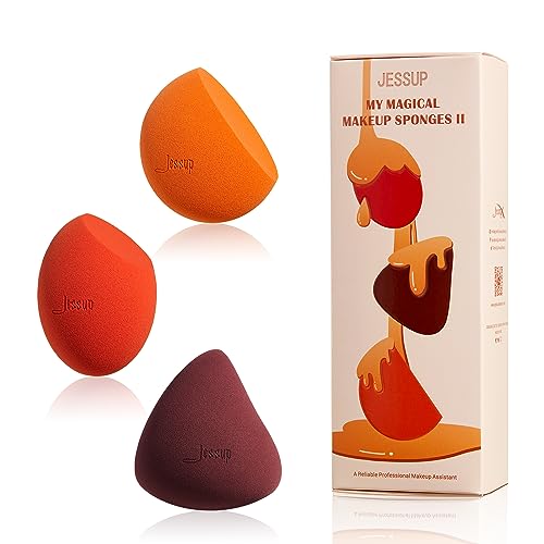 Jessup 3-Piece Makeup Sponge Set - Reusable Foundation Blenders for Face