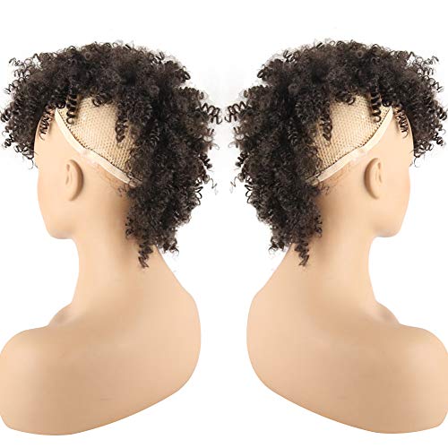 Afro High Puff Hair Bun Ponytail with Bangs - 4# Synthetic Mohawk Clip-in Extensions
