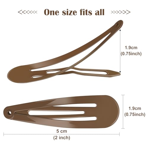 Coffee Color 100Pcs Snap Hair Clips for Girls Women Kids & Teens - No Slip Metal Barrettes