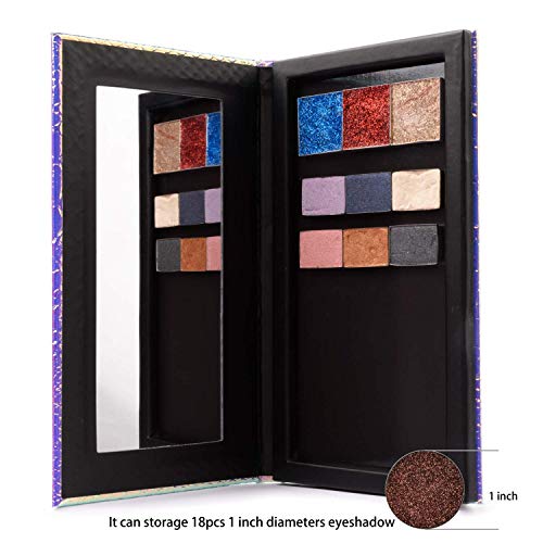 Allwon Magnetic Palette Mermaid Empty Makeup Palette with Mirror and 20Pcs Adhesive Empty Palette Metal Stickers for Eyeshadow Lipstick Blush Powder