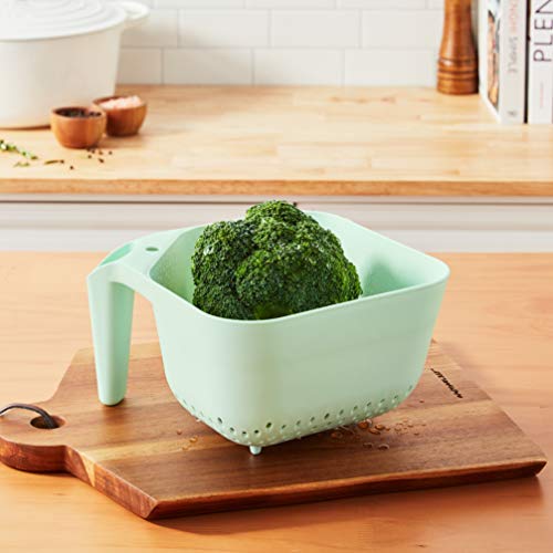 Tovolo 3 Quart Square Colander with Handle - BPA Free Strainer for Pasta & Veggies
