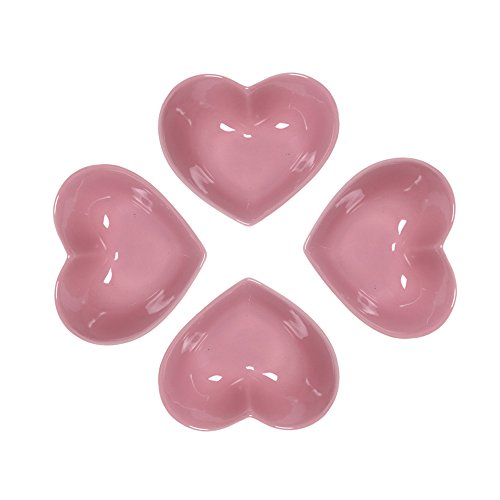 Heart-Shaped Ceramic Pudding Cake Bowl Set of 4 - Microwave Safe