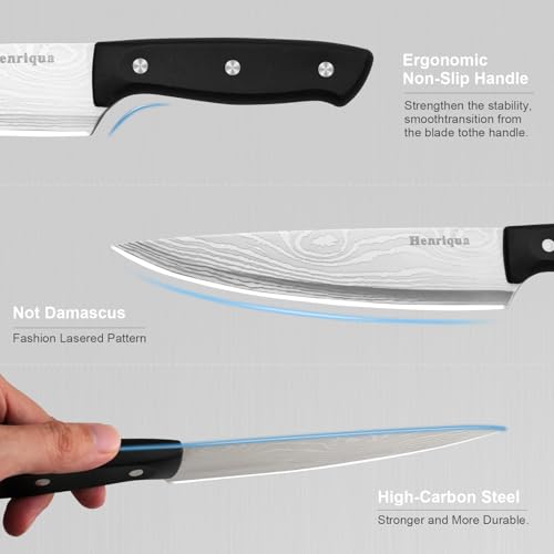 Henriqua 3-Piece Chef Knife Set with Covers - Ultra Sharp Stainless Steel