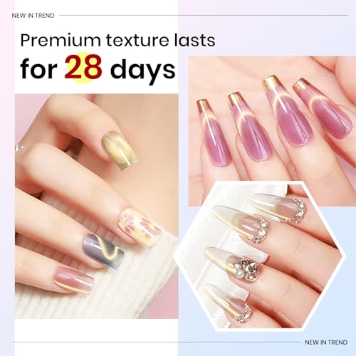 MIZHSE Cat Eye Gel Nail Polish Set - 6 Colors with Magnetic Stick