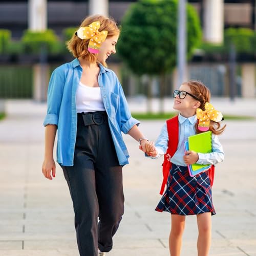 Yellow Pencil Hair Bows Clips 2-Pack for Girls Back to School Toddler Kids