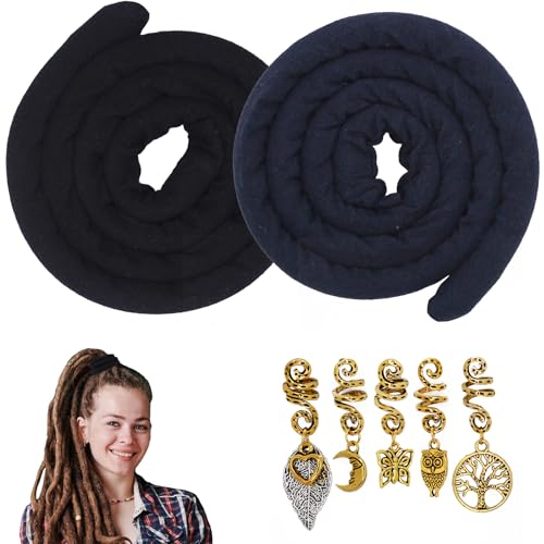 Spiral Lock Hair Ties for Dreadlocks - Handmade Hair Accessories (Black & Dark Blue)