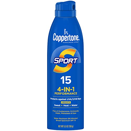 Coppertone Sport Sunscreen Spray SPF 15, Water Resistant, 5.5 fl oz