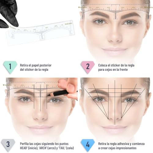 Brawna Eyebrow Ruler Stencil Kit - 120 Pcs Disposable Adhesive Shapers