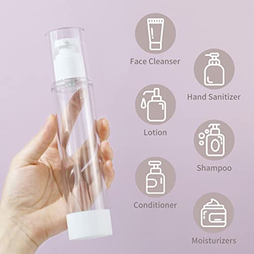 Longway 120ml Airless Pump Bottles - Refillable Travel Cosmetic Containers (6 Pack)