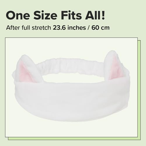 I DEW CARE 04 White Cat Headband - Soft Non-Slip Face Wash & Makeup Accessory