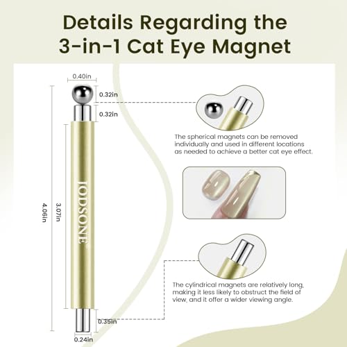JODSONE 3-in-1 Cat Eye Magnet Nail Art Tool for DIY Effects
