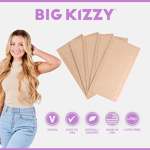 Big Kizzy Single Sided Brown Tape Tabs for Hair Extensions - 60 Pack