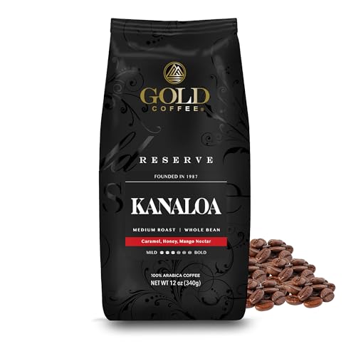 Gold Coffee Co. Kanaloa Blend - Medium Roast Whole Bean Coffee - 12 oz - 100% Arabica with Caramel, Honey, Mango Nectar