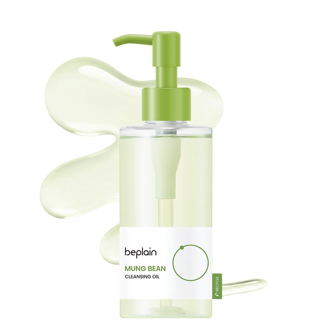beplain Mung Bean Cleansing Oil | Gentle Makeup Remover for Sensitive Skin | Deep Pore Cleansing & Blackhead Care with Panthenol | Korean Skincare | 6.76 fl.oz