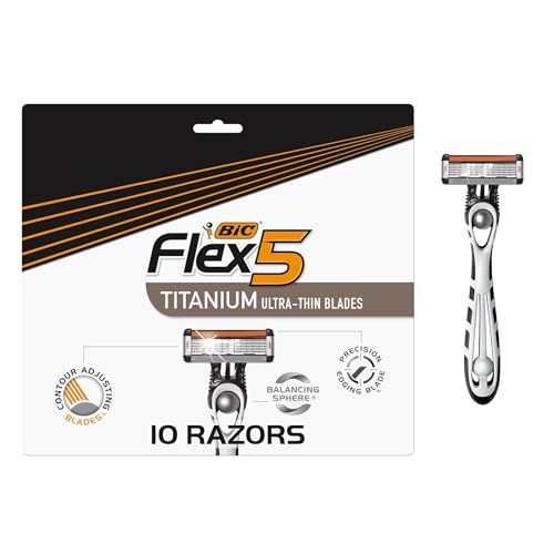 BIC Flex 5 Men’s Disposable Razors - 5-Blade Pivoting Head - 10 Pack