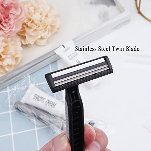 Xuezoioy Disposable Twin Blade Razors with Shaving Cream, 30-Pack Bulk