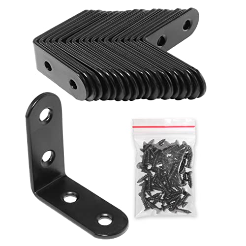 20 Pcs Black Stainless Steel L Brackets for Furniture Repair