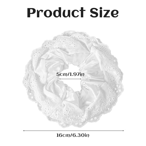 Oversized White Lace Scrunchie for Women - Elegant Hair Accessory