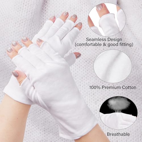 CHELIZIHI Fingerless Cotton Moisturizing Gloves for Dry Hands, 4 Pairs