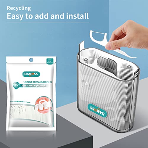 LIAMOSS 308 Count Dental Floss Picks Dispenser - Automatic Pop Up Organizer Case for Adults