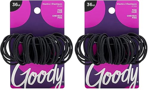 Goody Ouchless Hair Elastics - Black, 36 Count (Pack of 2)