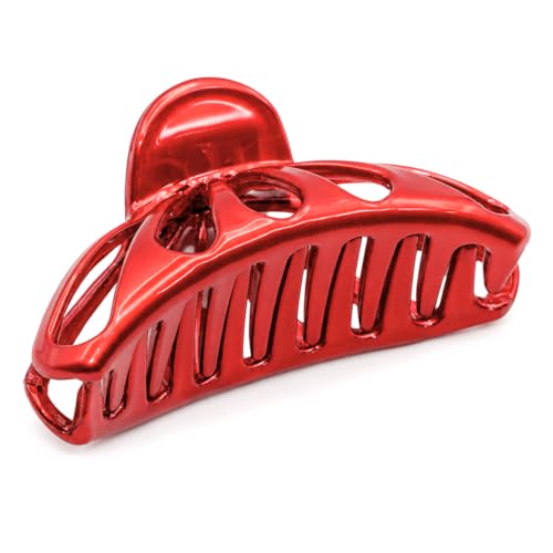 Parcelona Glossy Red 2.75" Hair Claw Clip for Women & Girls